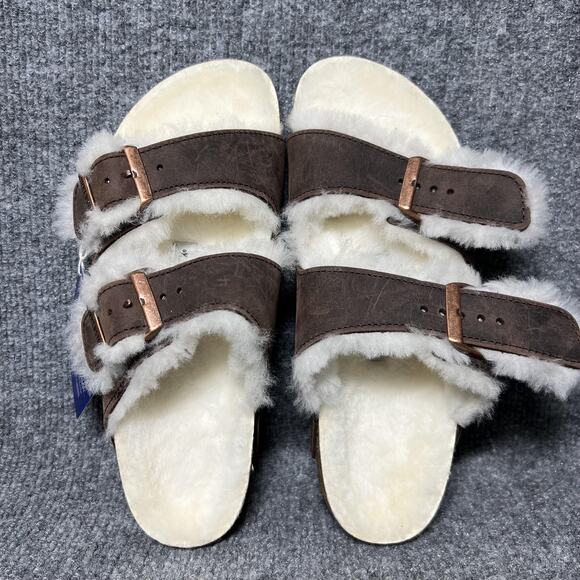 Birkenstock Sandals Womens Size 5 Brown Arizona Shearling Made in Germany EU 36 - Picture 5 of 9